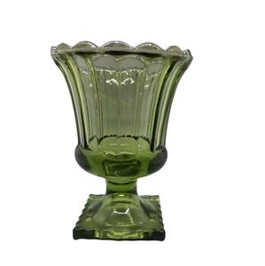 Vintage Olive Green Glass Planter